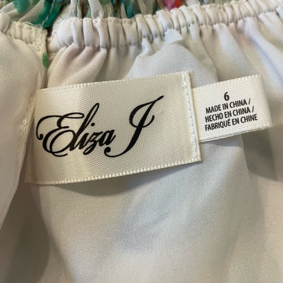 Eliza J Floral Sleeveless High Neck Ruffle Dress, Size 6 - Picture 8 of 9